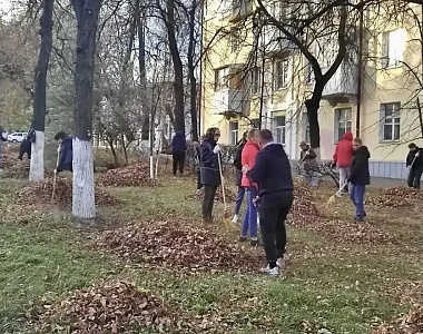 В Саранске на улице Васенко прошёл осенний субботник